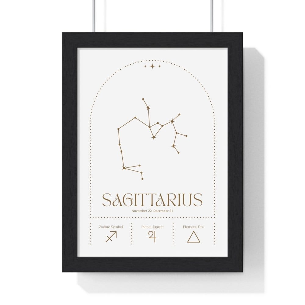 Framed Sagittarius Minimalist Astrology Chart poster
