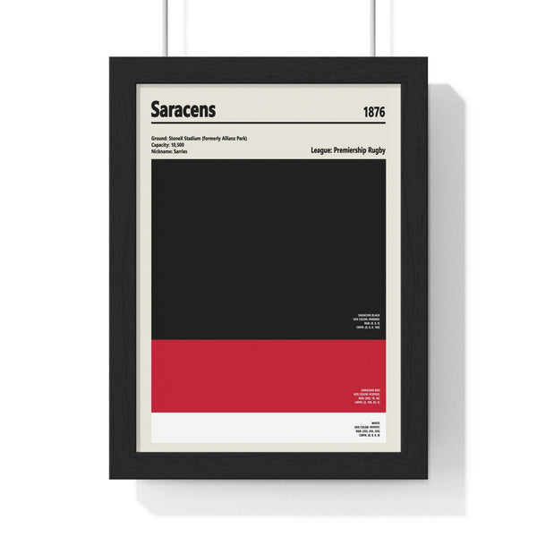 Saracens colour swatch poster framed in black MDF with perspex