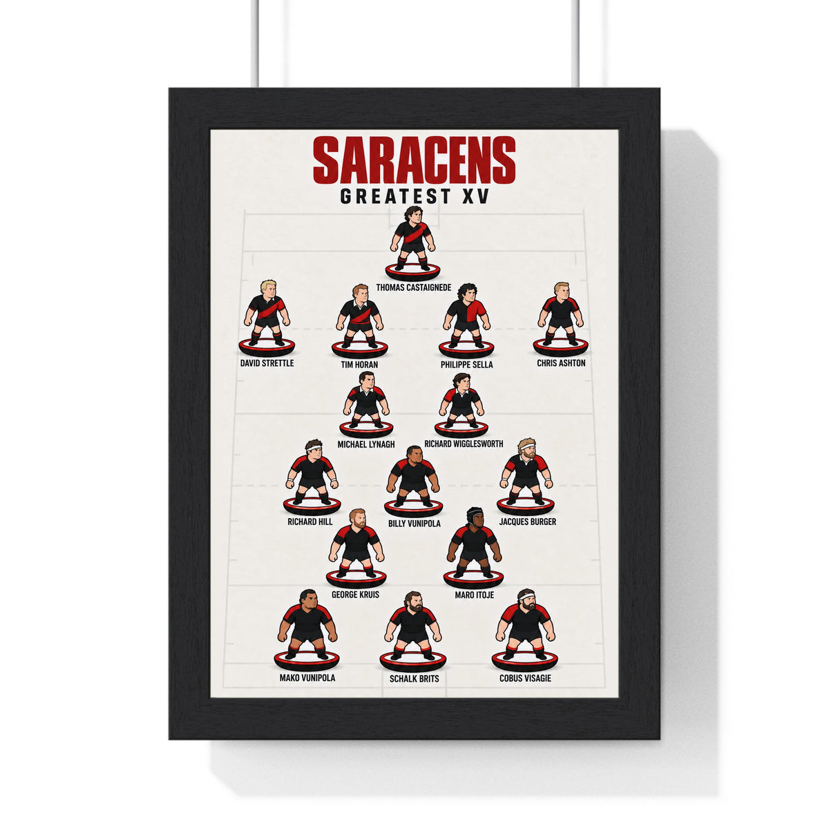 Saracens Greatest XV print in a black frame