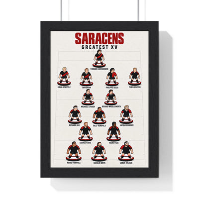 Saracens Greatest XV print in a black frame