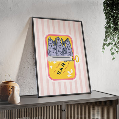 Framed Sardine Tin Kitchen Print - Mediterranean Seafood print