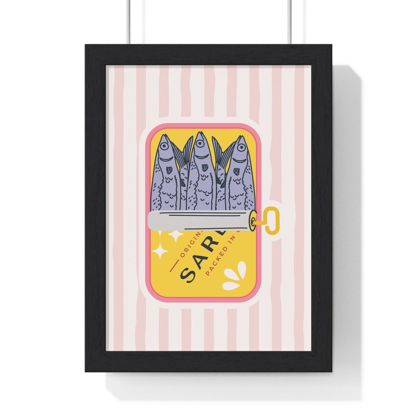 Framed Sardine Tin Kitchen Print - Mediterranean Seafood print