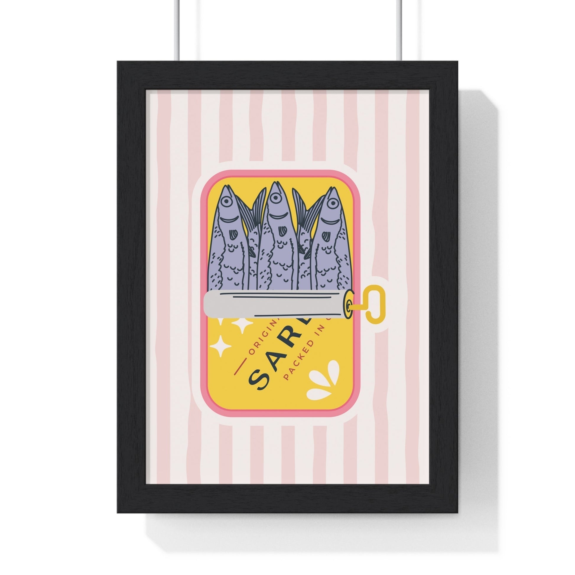 Framed Sardine Tin Kitchen Print - Mediterranean Seafood print