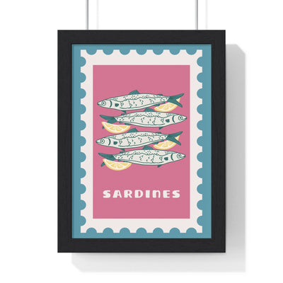 Framed Sardines Kitchen Print - Coastal Seafood print