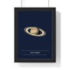 Saturn print framed in a black frame, ready to hang