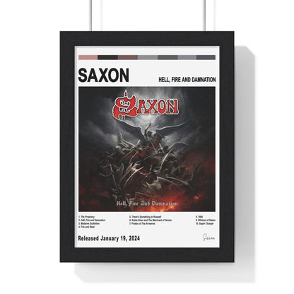 Saxon - Hell, Fire and Damnation Album Cover Poster - Poster Kingz - A5 (unframed) - White - 