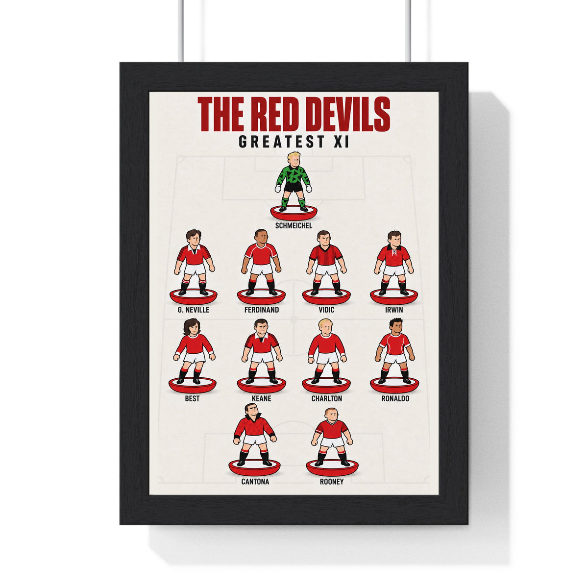 Manchester United Greatest XI print in a black frame