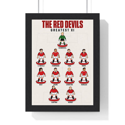 Manchester United Greatest XI print in a black frame