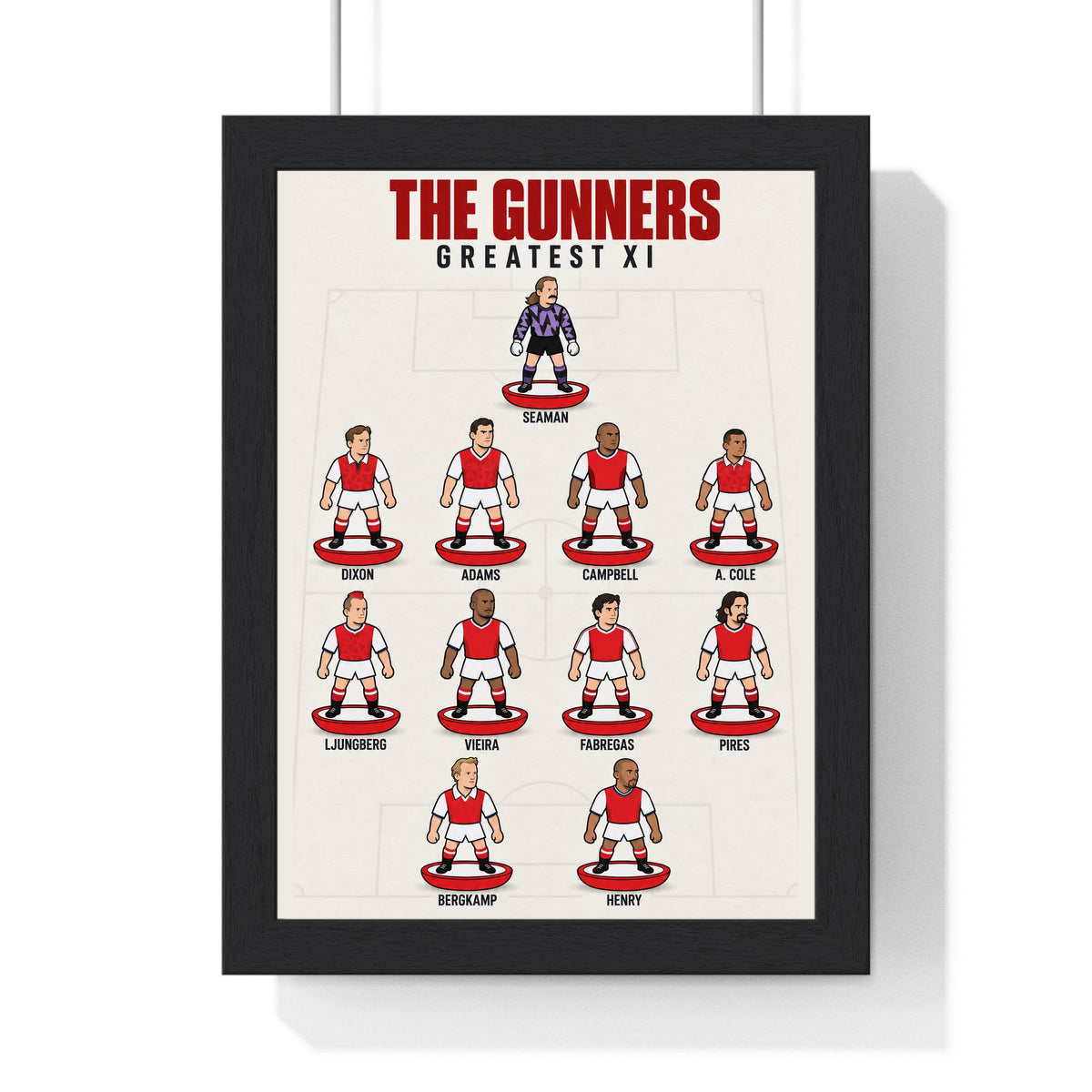 Arsenal Greatest XI print in a black frame