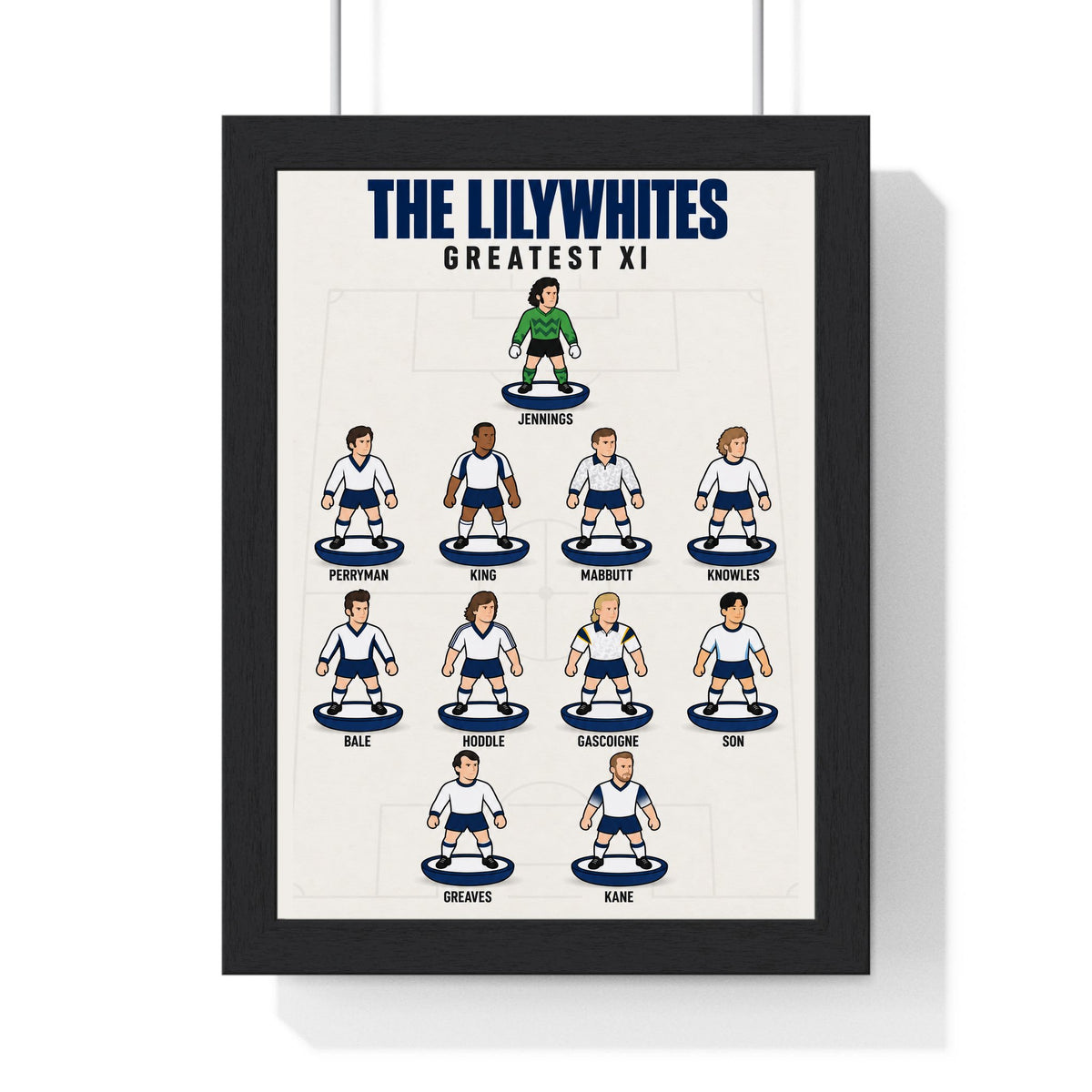 Tottenham Hotspur Greatest XI print in a black frame