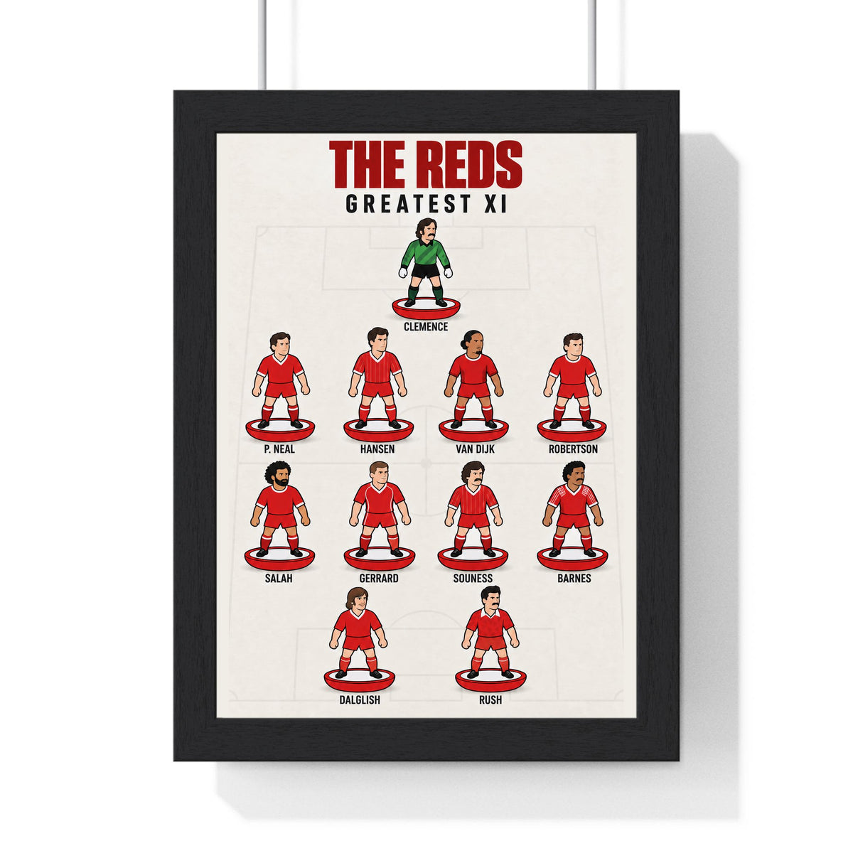 Liverpool Greatest XI print in a black frame