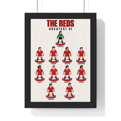 Liverpool Greatest XI print in a black frame