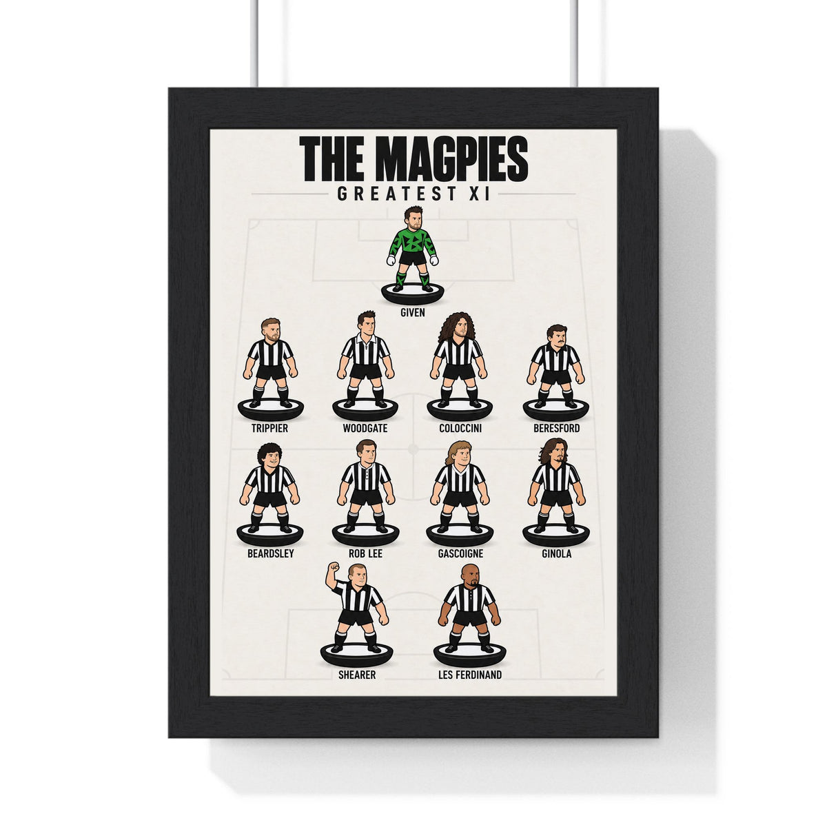 Newcastle United Greatest XI print in a black frame