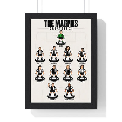 Newcastle United Greatest XI print in a black frame