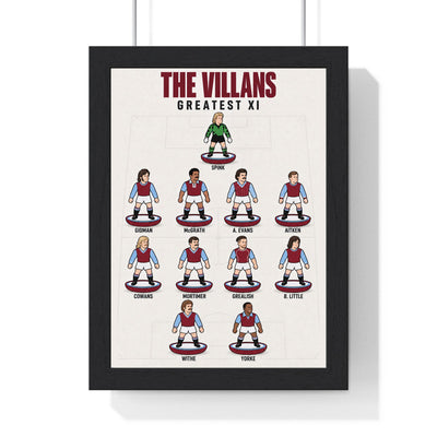 Aston Villa Greatest XI print in a black frame
