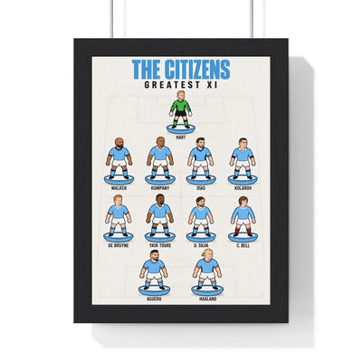 Manchester City Greatest XI print in a black frame