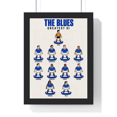 Chelsea Greatest XI print in a black frame
