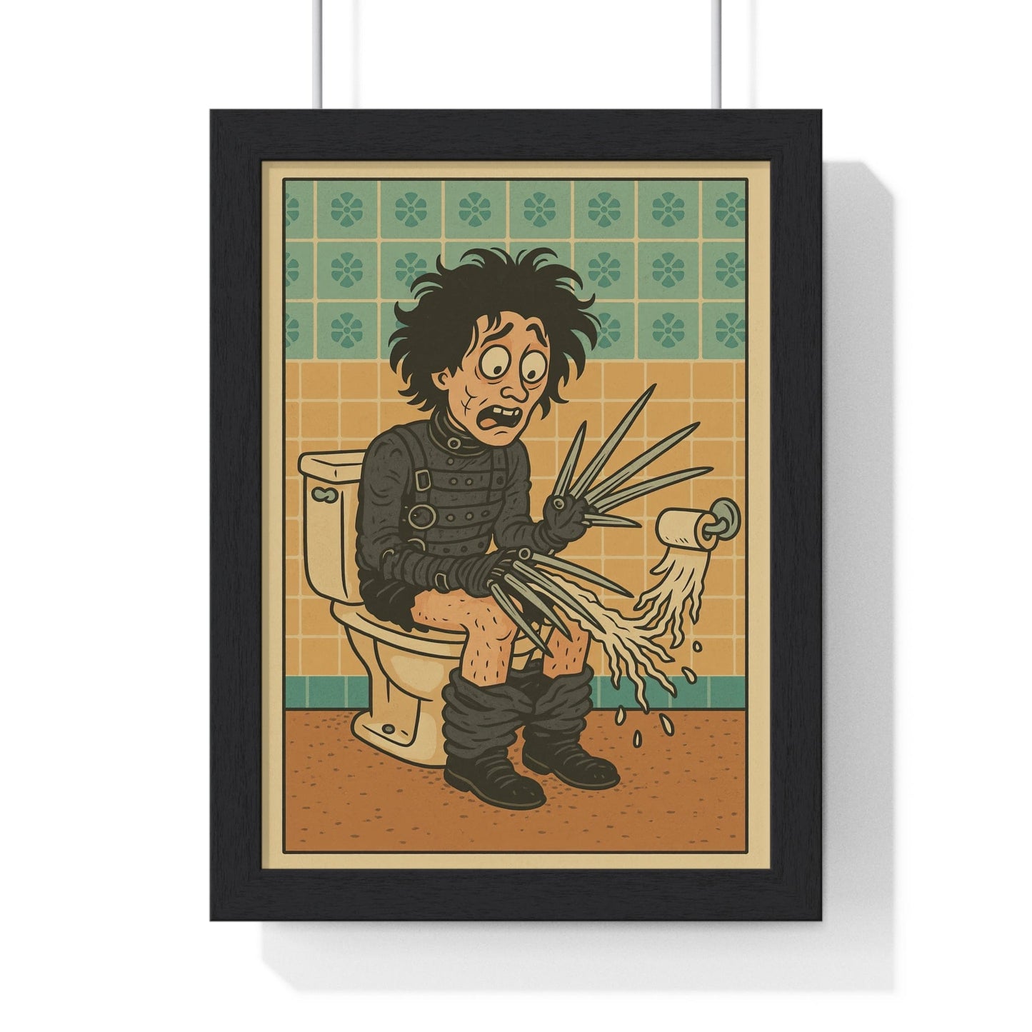 Framed Scissorhands Parody Bathroom - Funny Toilet Print print