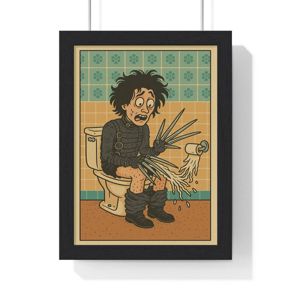 Scissorhands parody bathroom poster framed – funny Edward Scissorhands toilet wall art print