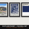 Scotland Rugby Fan Wall Set | Murrayfield Stadium Print, Stadium Map & Team Colours
