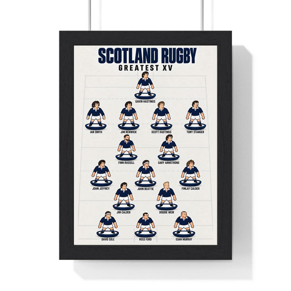 Scotland Rugby Greatest XV print in a black frame