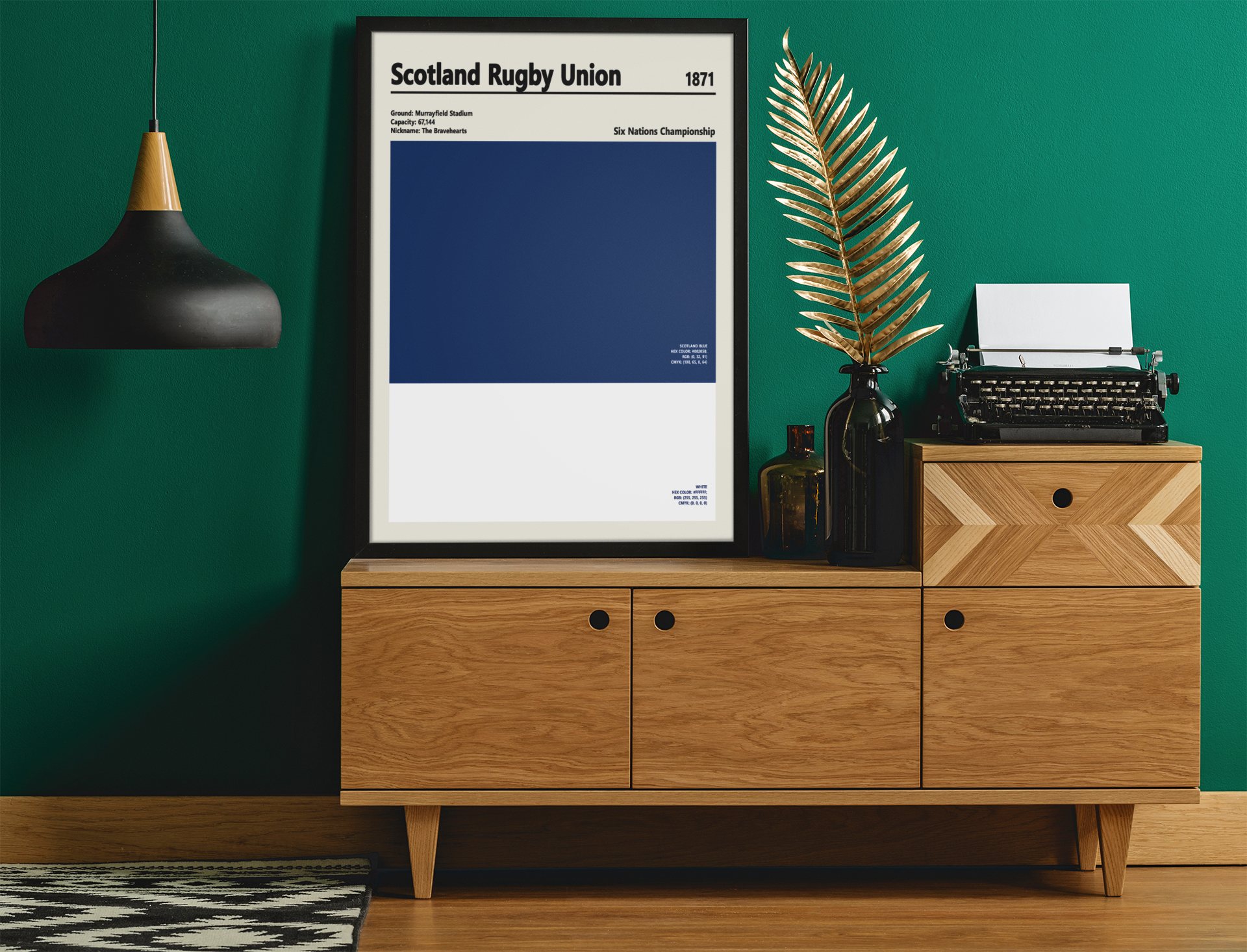 Framed Scotland Rugby Union Colour poster wall display