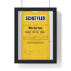 Scottie Scheffler Royal Portrush 2025 Golf Poster - Caddie Bib 4 Shot Win Print framed in a black frame, ready to hang