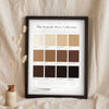 Scottish Brew Colour Chart in a black frame propped up on linen