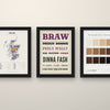 Scottish Sayings Set of 3 Prints framed side by side on a wall