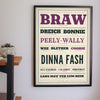 Scottish Slang Print framed on a wall
