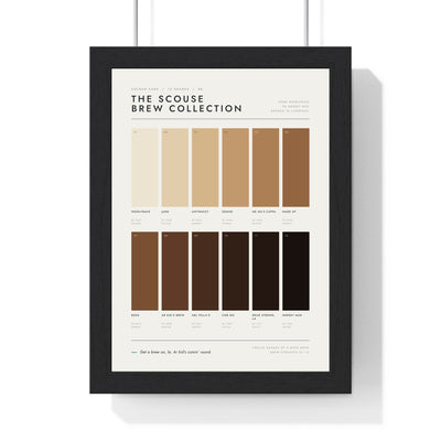 Scouse Brew Colour Chart in a black frame