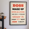 Scouse Sayings Print framed on a wall