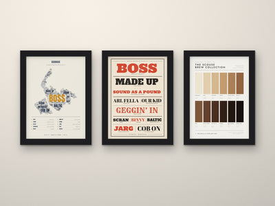 Scouse Sayings Set of 3 Prints framed side by side on a wall