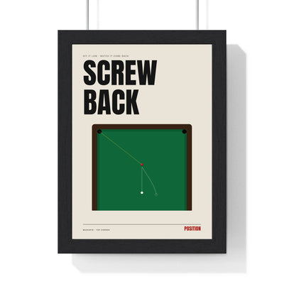 Screw Back Snooker print framed in a black frame, ready to hang