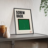 Screw Back Snooker print framed and leaning on a sideboard