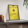 Sea The Stars Prix de l'Arc de Triomphe 2009 Horse Racing Poster - Six Group 1s Silks Print framed and leaning on a sideboard