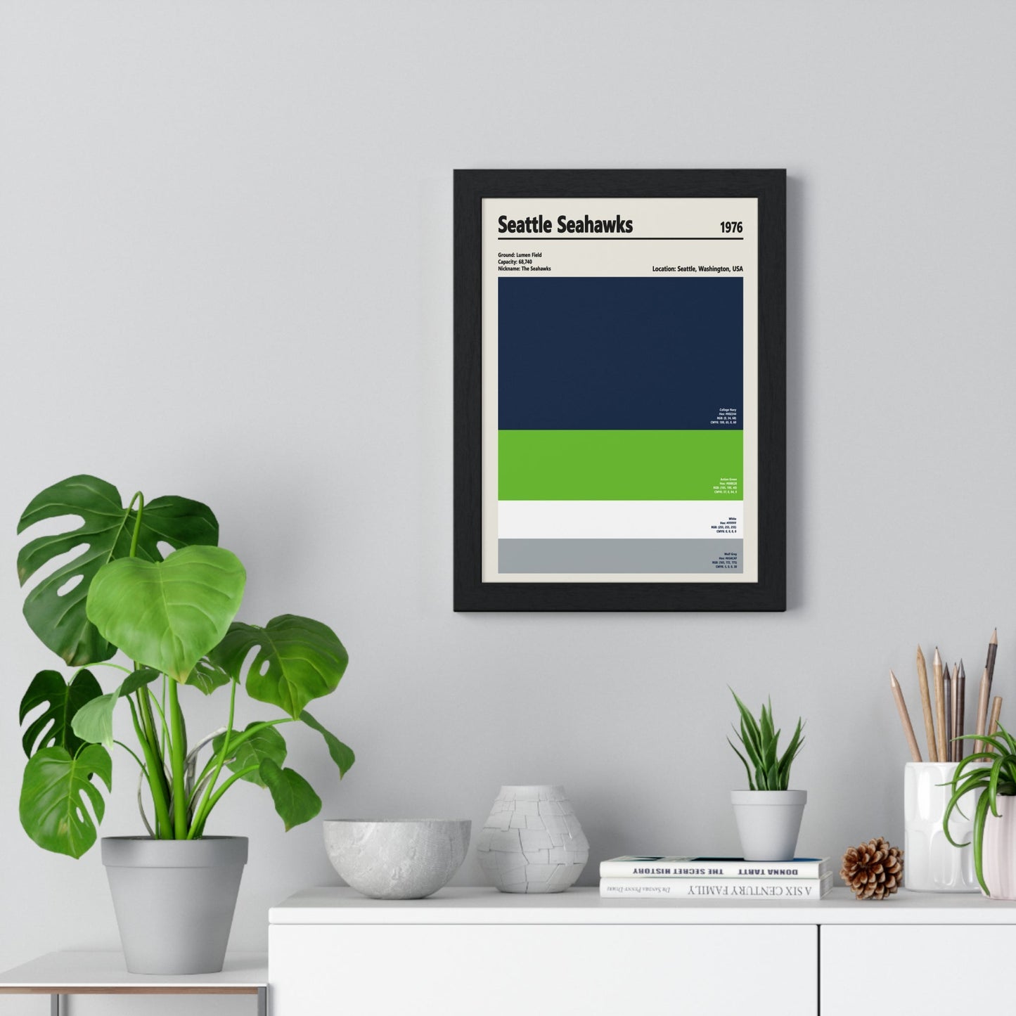 Framed Seattle Seahawks colour swatch print