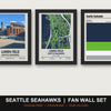 Seattle Seahawks Fan Wall Set | Lumen Field Print, Stadium Map & Team Colours