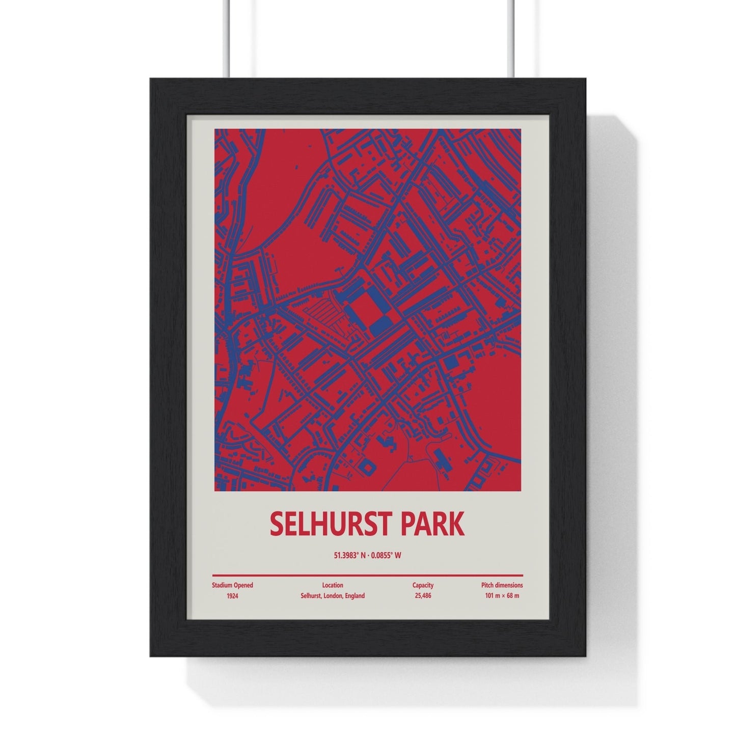 Framed Selhurst Park Stadium map print