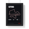 Sepang Circuit print framed in a black frame, ready to hang