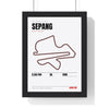 Sepang Circuit print White framed in a black frame, ready to hang