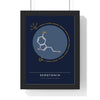 Serotonin Molecule print framed in a black frame, ready to hang