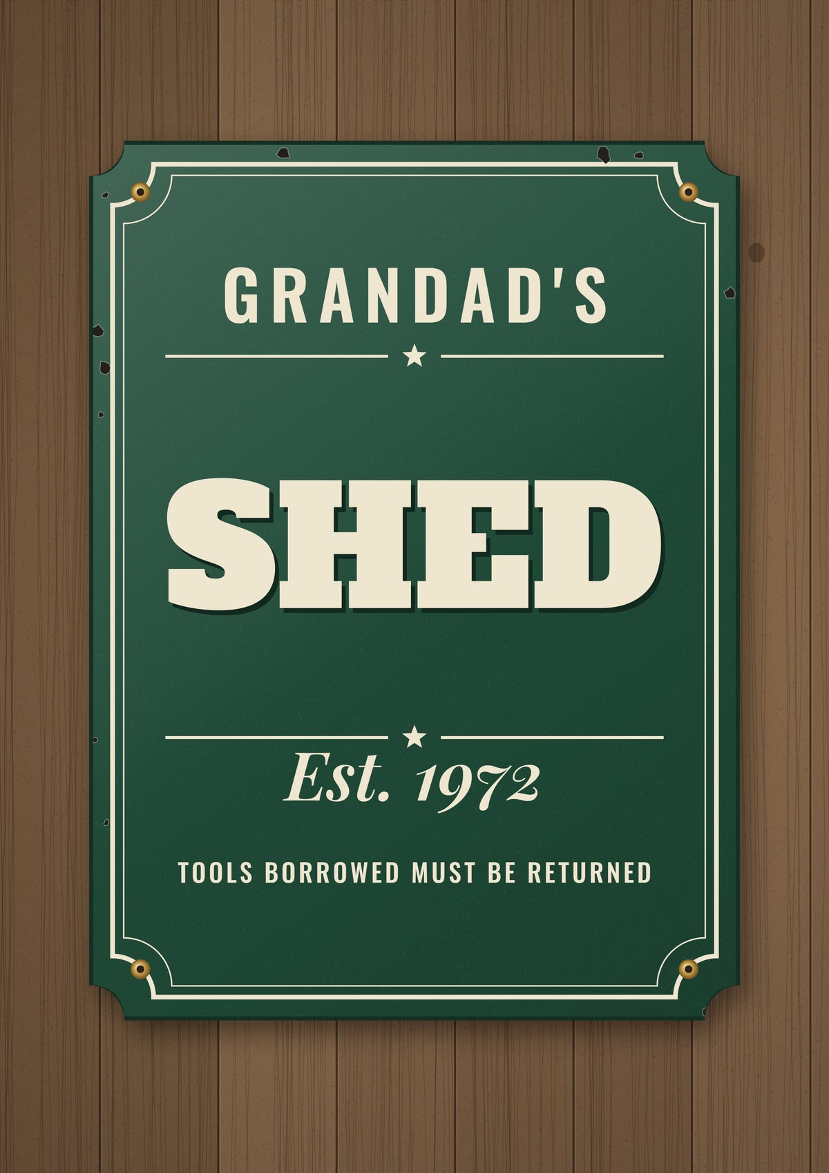 Personalised Shed Sign Print - design detail