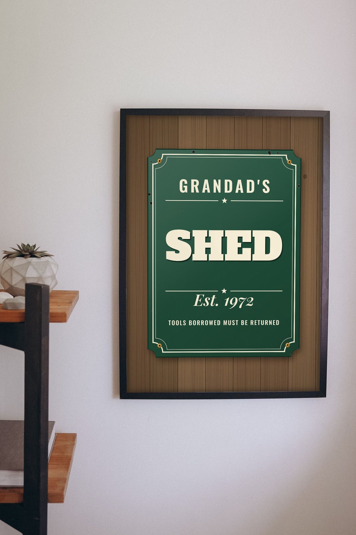 Personalised Shed Sign Print - Lifestyle - hanging on a living room wall