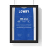 Shane Lowry Bethpage 2025 Golf Poster - Caddie Bib Europe v USA Birdie on 18 Print framed in a black frame, ready to hang