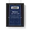 Shane Lowry Royal Portrush 2019 Golf Poster - Caddie Bib 6 Shot Win Print framed in a black frame, ready to hang