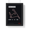 Shanghai Circuit print framed in a black frame, ready to hang