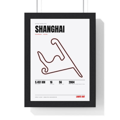 Shanghai Circuit print White framed in a black frame, ready to hang