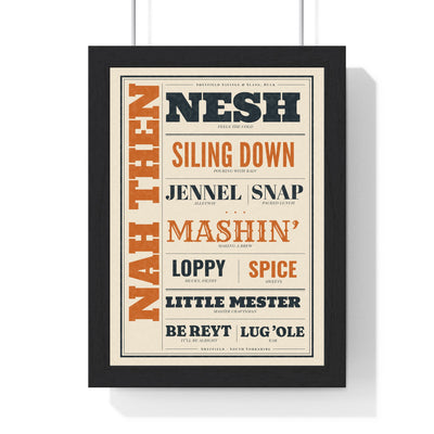 Sheffield Sayings Print in a black frame