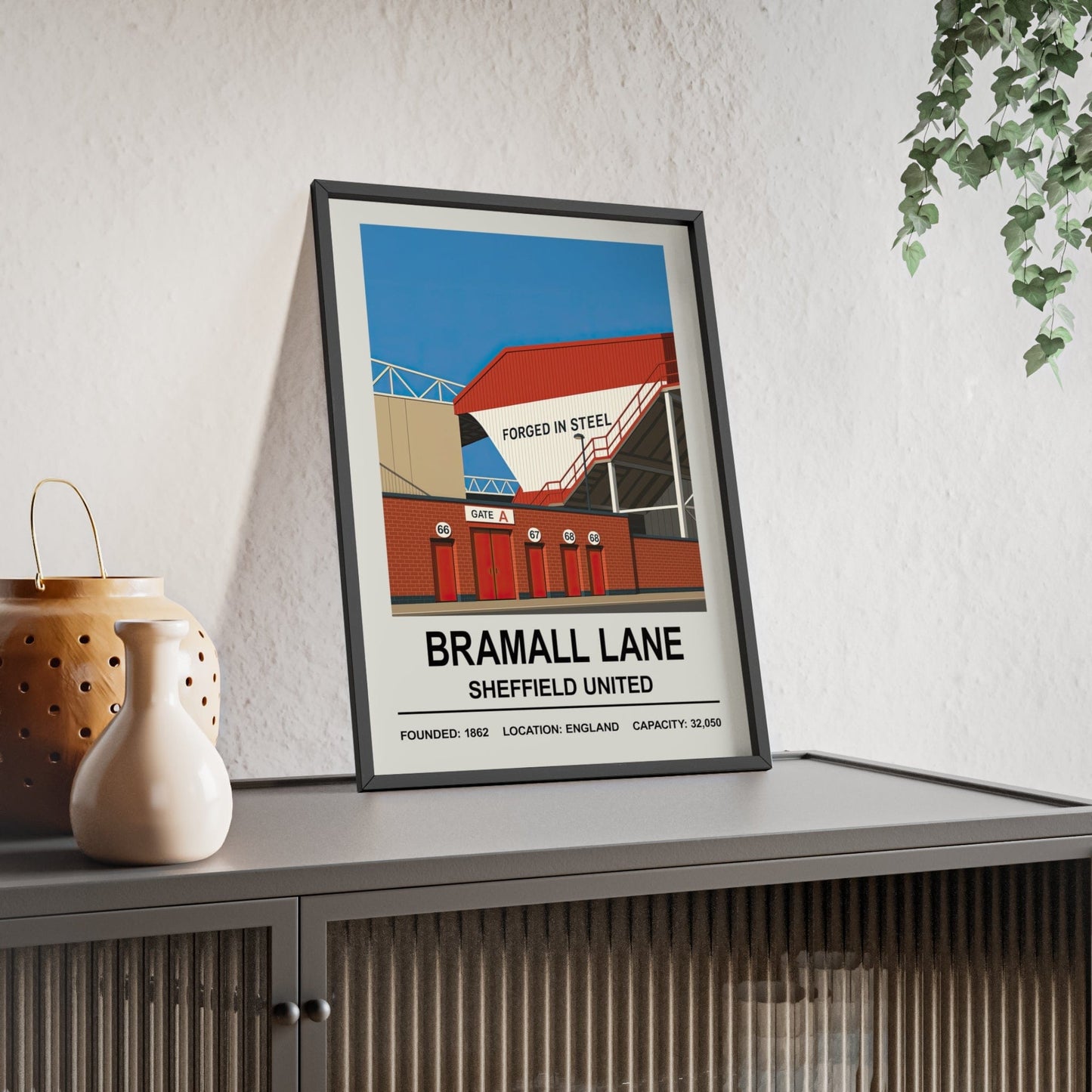 Framed Sheffield United Bramall Lane Stadium poster